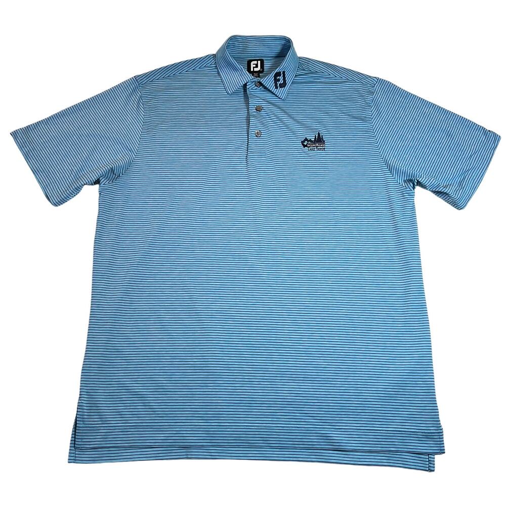 FootJoy Stripe Short Sleeve Self Collar Polo Size Large Golf Lightweight